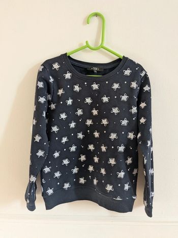 Pull bleu marine renards blancs Tex 7-8 ans