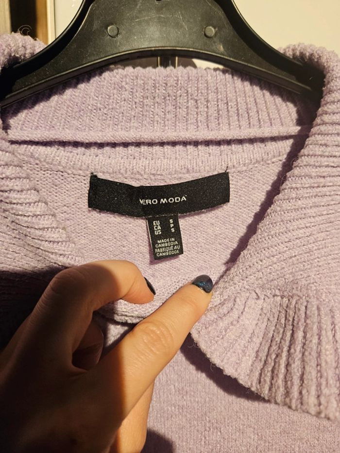Pull chaud à col couleur Lila Vero Moda taille S - photo numéro 3
