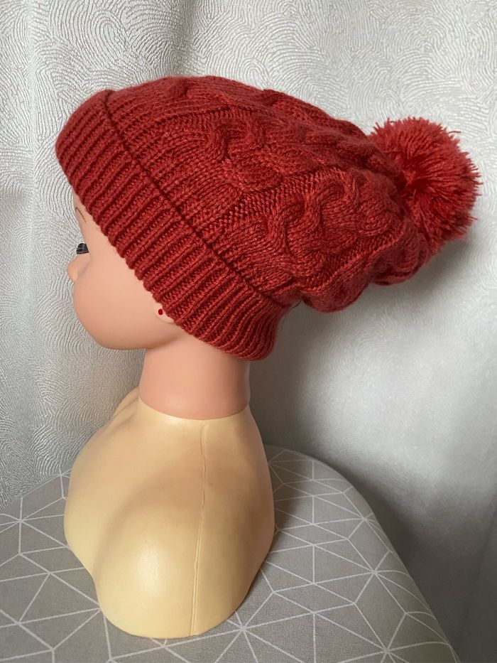 Bonnet pompon brique taille unique Active touch