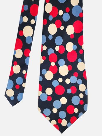 Cravate Edsor Kronen - 100% Soie à Pois - Bleu Marine & Multicolore