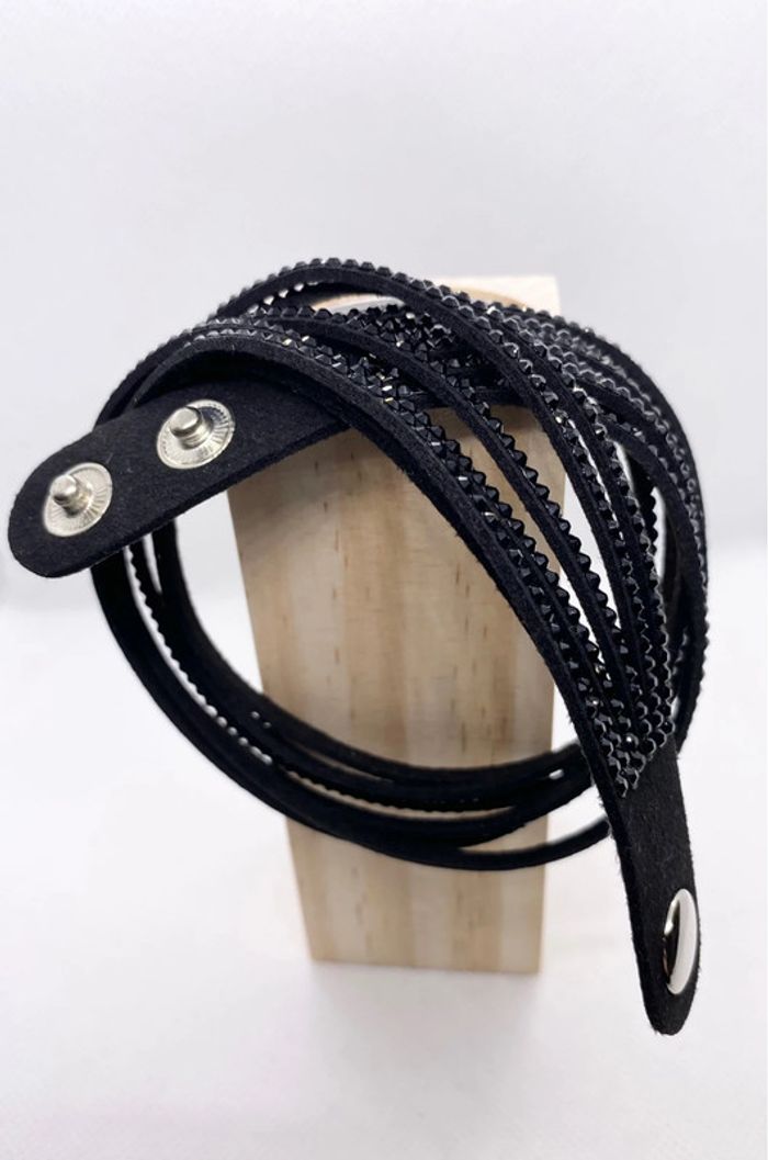 Bracelet double noir brillant / Velours - photo numéro 5