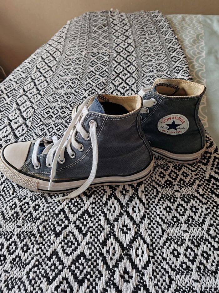 Converse montantes femme bleues peu portées, lavées, lacets neufs 38 - photo numéro 6