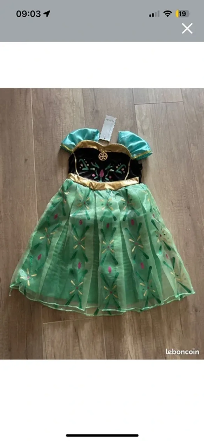 👗 Déguisement Anna verte – La Reine des Neiges 110 cm