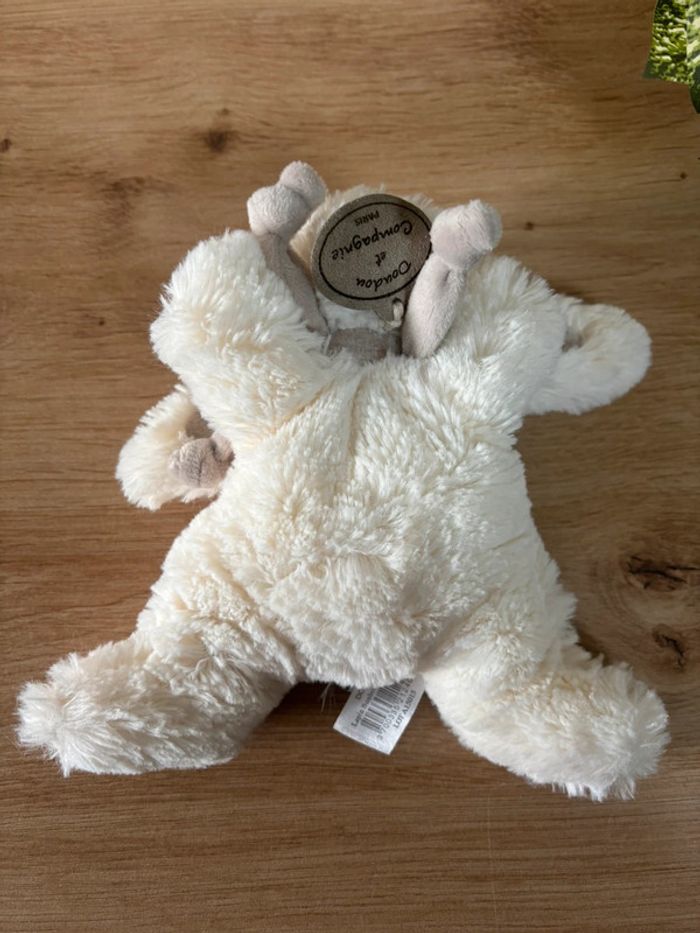 Doudou lapin les bonbons allongé blanc liens taupe doudou et compagnie - photo numéro 3