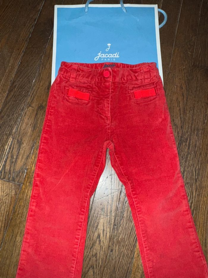 Pantalon velour Jacadi Rouge orange  24 mois - photo numéro 2