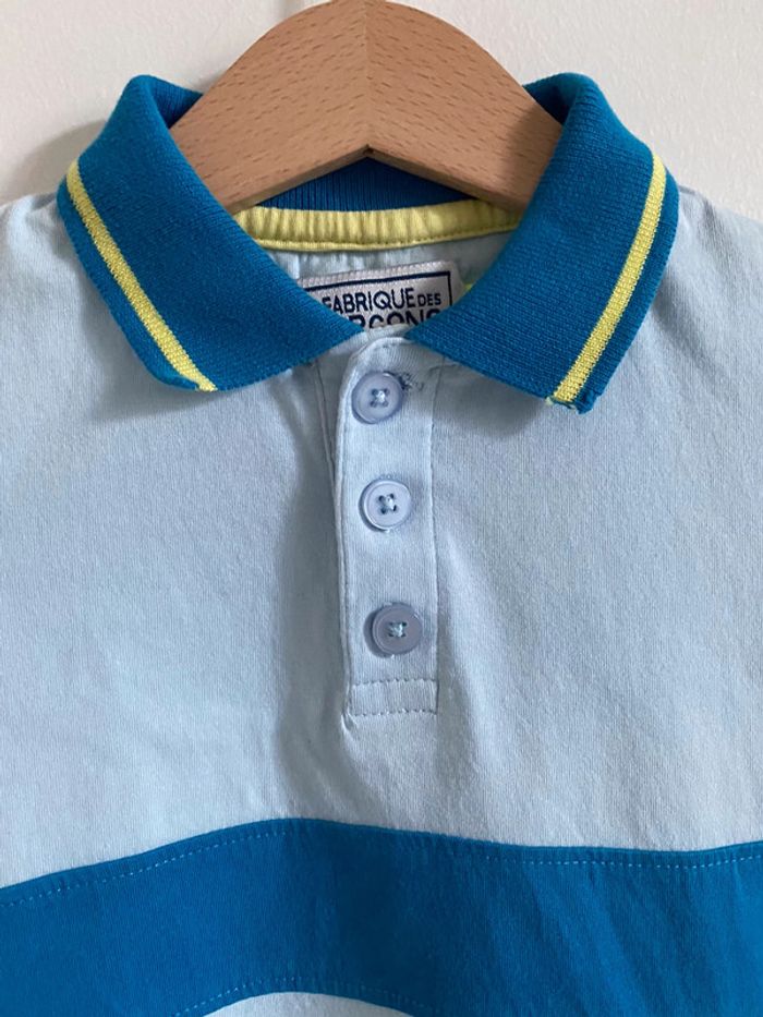 Polo bleu clair avec bandes bleu foncé et jaune - 4 Ans - photo numéro 5