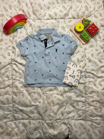 polo manches courtes bleu clair motifs palmiers gentleman farmer 3 ans