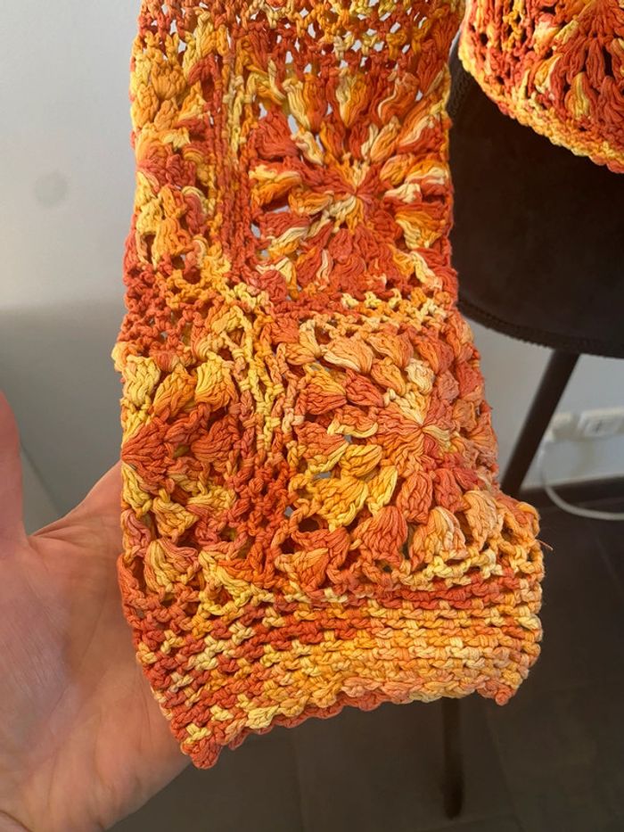 Pull Palme en maille crochet taille S - photo numéro 4