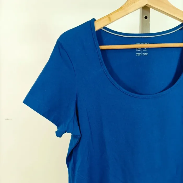 T-shirt bleu col rond Esmara taille L (46/48) basique confortable A1053 - photo numéro 2