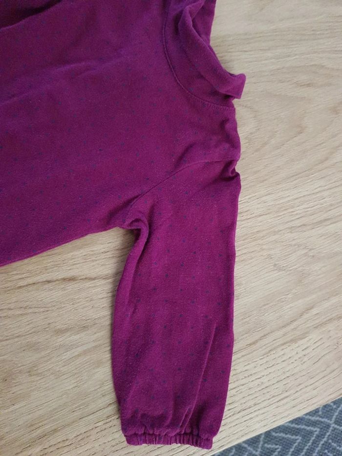 Tee-shirt manches longues col roulé violet à pois Kitchoun 6 mois - photo numéro 4