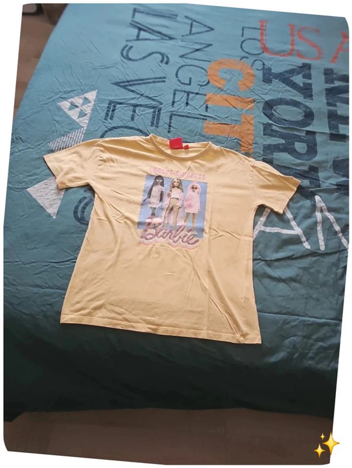 🟡 T-shirt Barbie jaune - Taille 14 ans / 164 cm
