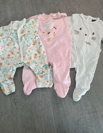3 pyjamas mi saison été 1 mois fille