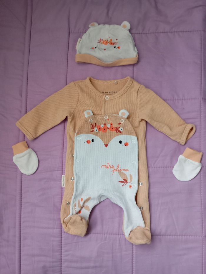Ensemble pyjama bonnet moufles Petit Béguin