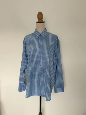 Chemise camisa bleu blanc blouse fluide Camicia Overhemd folder Blusa Camicetta homme hombre