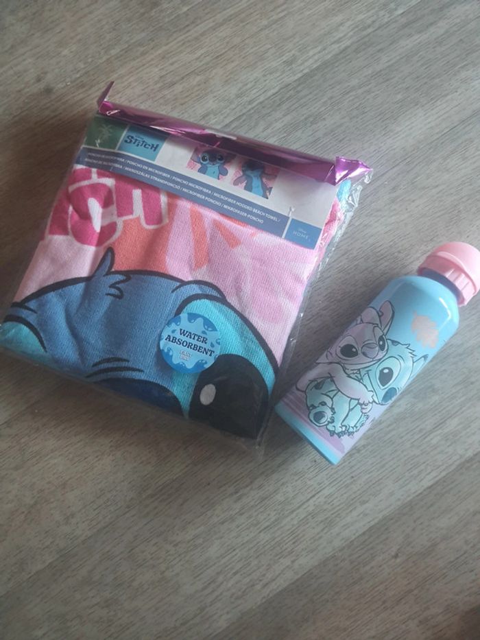Cape de bain + gourde bleu