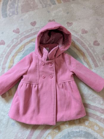 Joli Manteau Hiver Fille Rose Fuschia - Capuche & Boutons - TEX Baby - 9 Mois