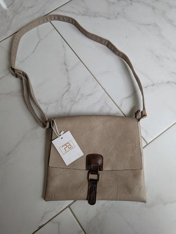 Sac bandoulière Paolo Bags - effet cuir beige et marron