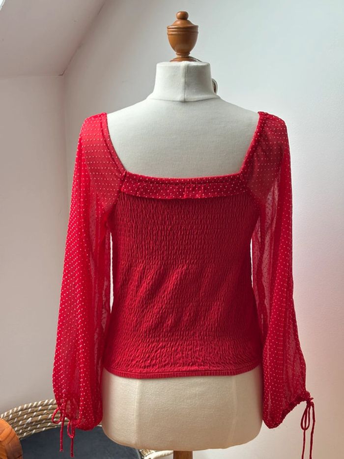Sublime blouse bohème rouge à pois - T38 - photo numéro 6