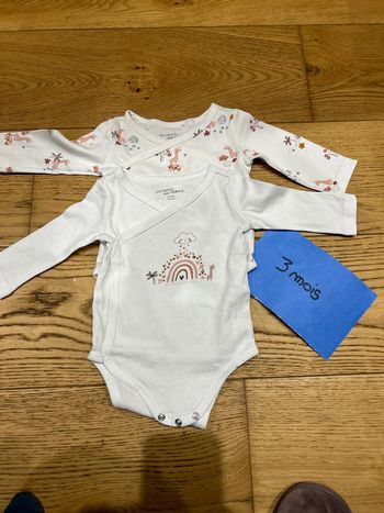 Lot de 2 bodys motif girafes 3 mois