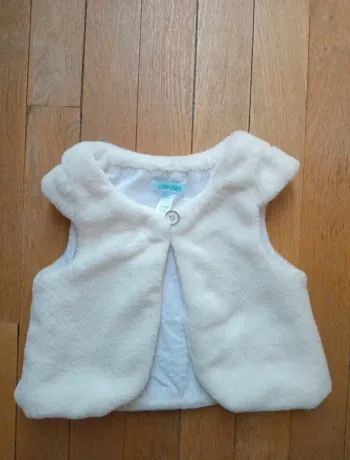 Gilet cardigan fille fourrure sans manches Obaibi 24 mois