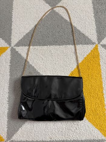 Sac à bandoulière en cuir synthétique vintage | Noir | 25 X 17 cm