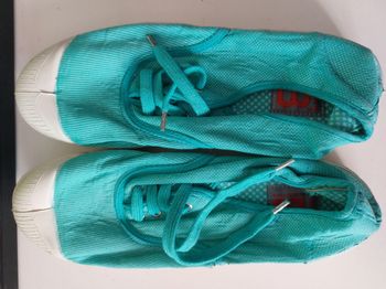 tennis bensimon bleu à lacets rayé 36