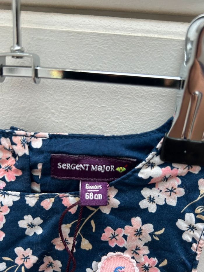 Robe en coton 6 mois bleu et rose fleurs - serjent major neuve - photo numéro 4