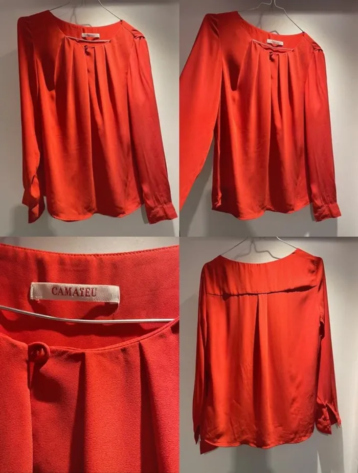 Blouse rouge satinée Camaïeu - Taille 38