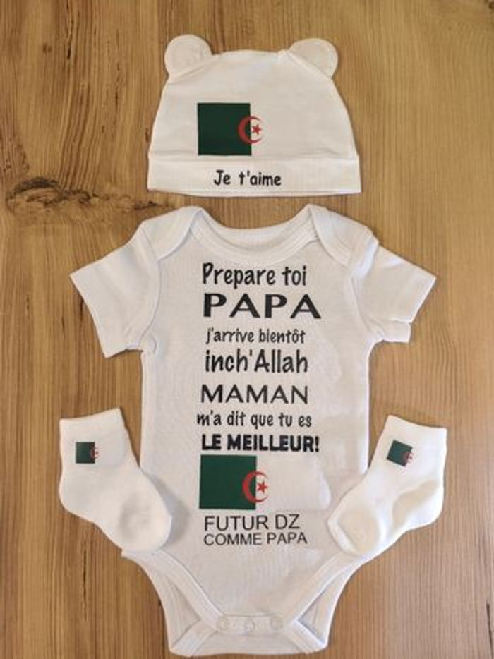 Ensemble bébé Algérie Annonce grossesse Cadeau futur papa - photo numéro 3