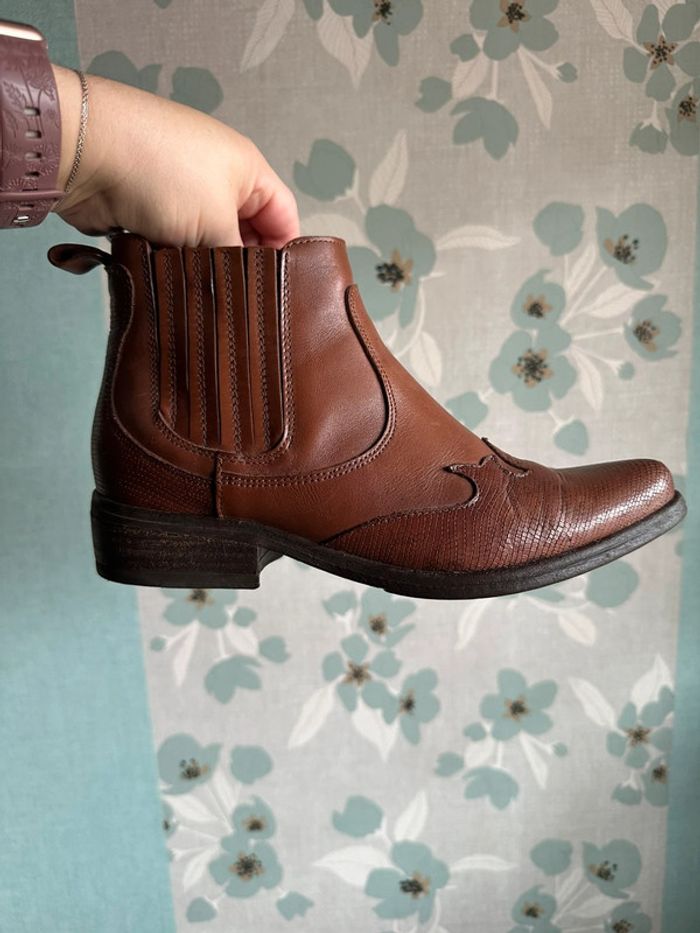 Bottines marrons en cuir pointure 39 - photo numéro 3