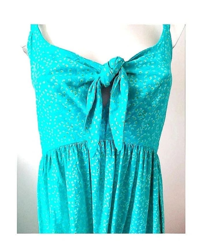 Robe été longue maxi petites fleurs en viscose vert, convient aussi maternité grossesse allaitement - photo numéro 4