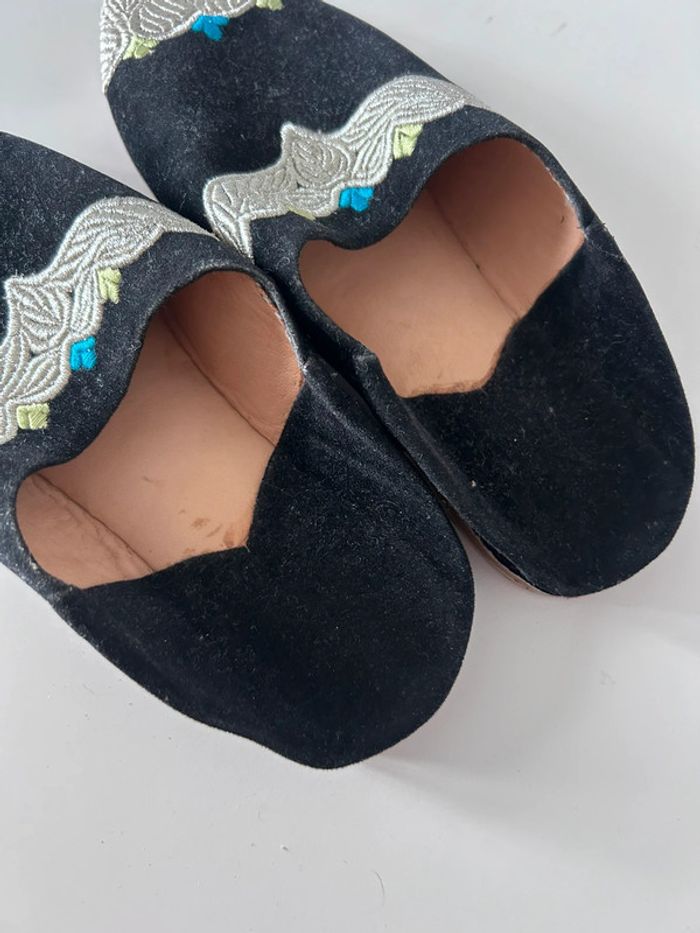 Babouches marocaines en velours noir – Taille 37 | Très bon état - photo numéro 4