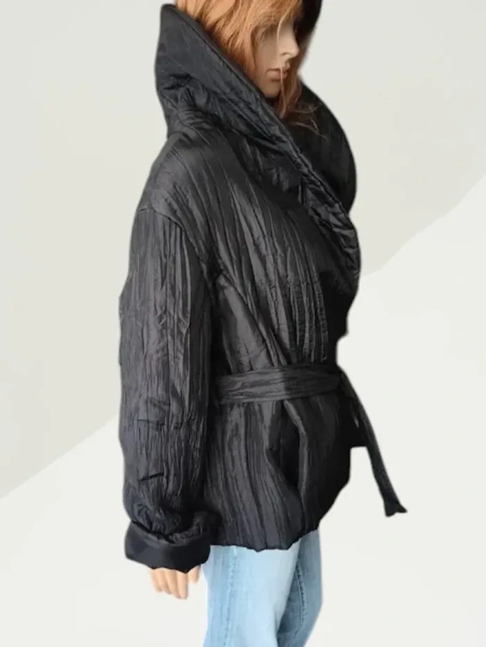 veste matelassée style doudoune ,Miss Lisa ,port avec ceinture ,grand col - photo numéro 3