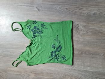 Débardeur vert fleuri femme fille adolescent