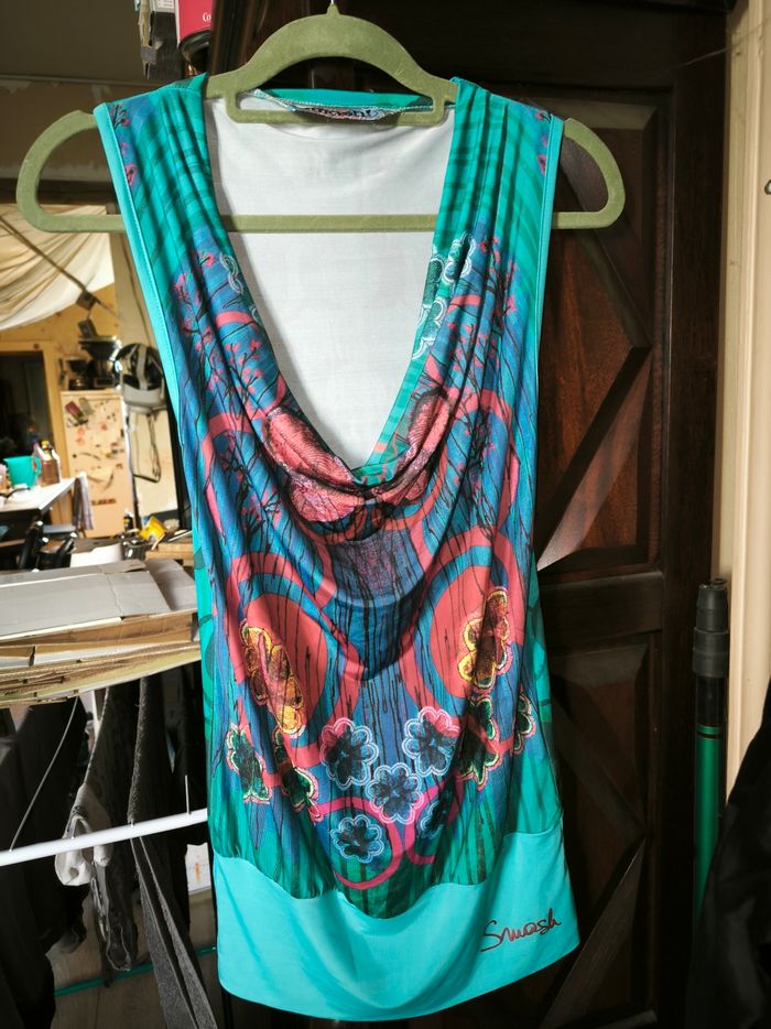 Tunique sans manches décolleté multicolore - photo numéro 2