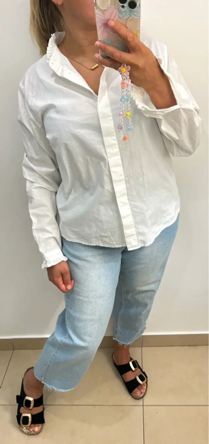 Chemise Blanche Avec Volant Taille L - photo numéro 5