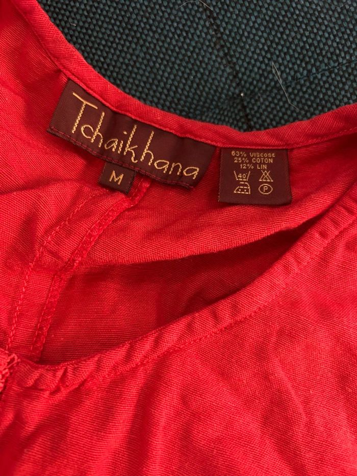 Robe d’été rouge en lin femme M - photo numéro 8