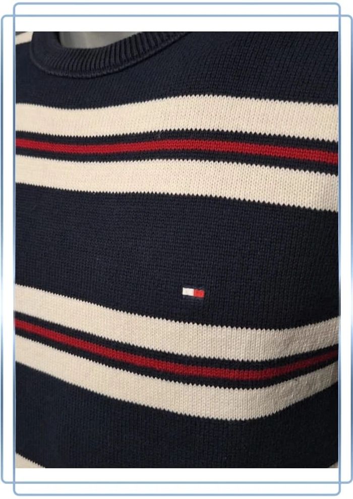 Pull / crewneck rayé multicolore tommy hilfiger col V homme - taille S (58) - photo numéro 3