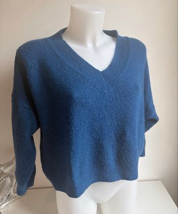 Pull bleu col V Andromède Alpaga T38/40