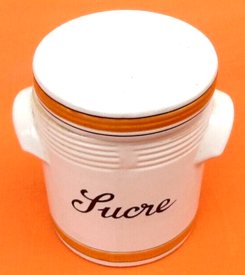 Pot couvert  (grand modèle) " Sucre "  Grès vernissé