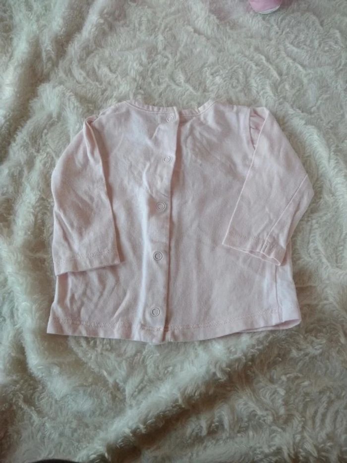 Lot de 2 tee shirt/chemise manches longues Fille 3 mois 100% coton Lapin chat ours Pat et Ripaton - photo numéro 5