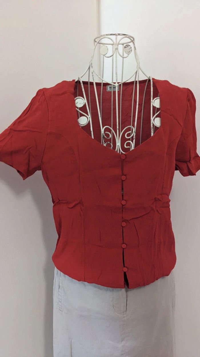 Blouse bodie manches courtes rouge 38 - photo numéro 2