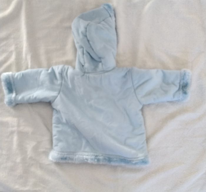Manteau à capuche ,bleu clair ,fermeture ,In Extenso , 6M , 67cm - photo numéro 3