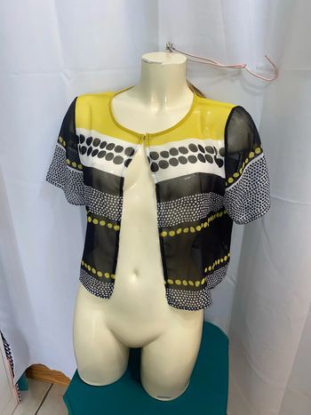 Boléro transparent court noir/jaune taille 42 Christine Laure neuf - n27i