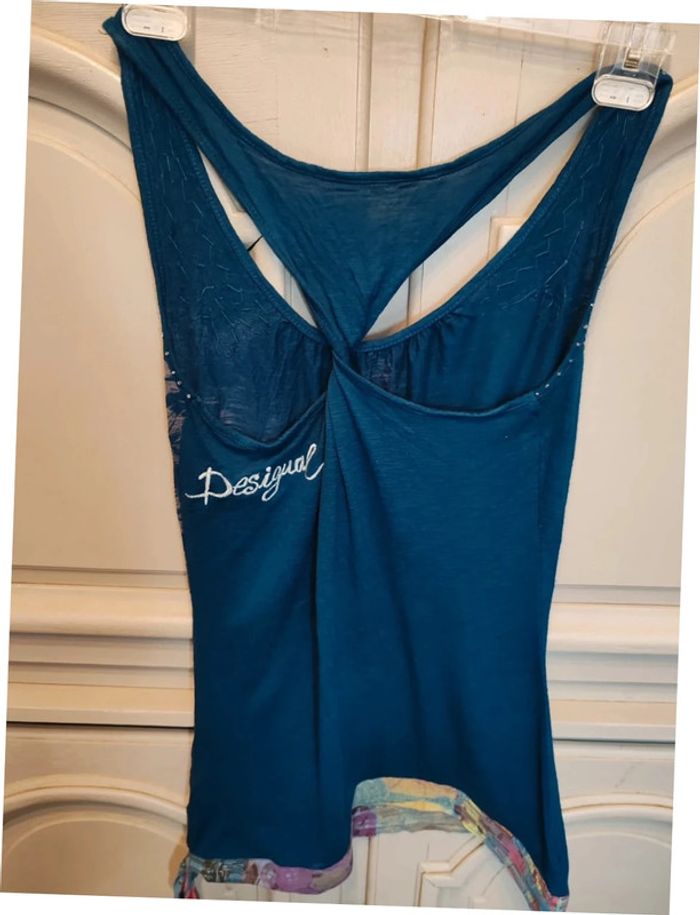 Desigual blouse debardeur bleu zeppelin ballon taille L très bon état - photo numéro 4