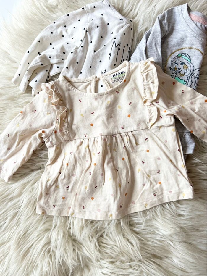 Fille 👧🏻 Lot 3 tshirt manches longues - kiabi taille 3 mois - photo numéro 2