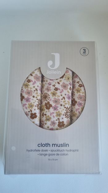 Lot de 3 langes en gaze de coton 70×70cm flowers fairies Jollein neuf ros