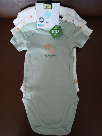 lot de 3 bodies manches courtes garcon chien 18 mois