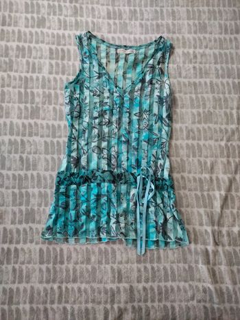 Tunique débardeur voile turquoise cache cache taille 40