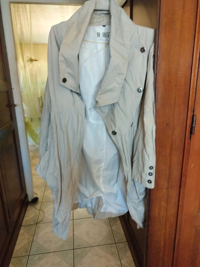 Manteau trench coat beige 58% coton L/40 y2k - photo numéro 2